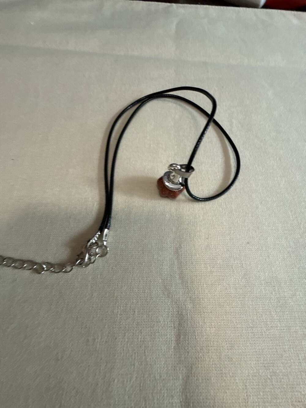 Goldstone Pumpkin Pendant Necklace on Black Cord
